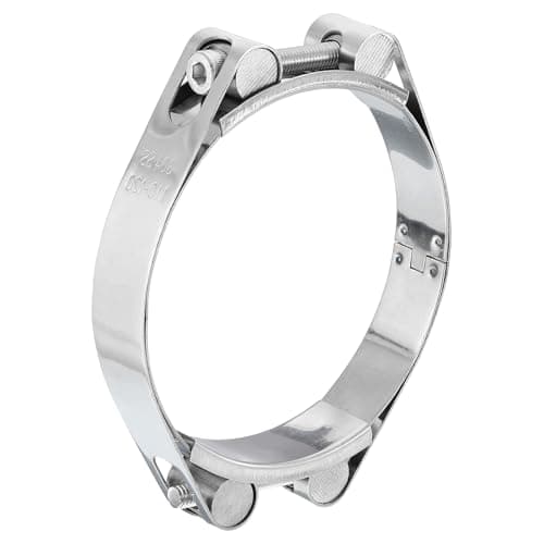 Image of sourcing map T-Bolt Hose Clamp, 304 Stainless Steel Intake Soft Hose, Clamp Range 110-120mm for 4.72" Hose ID, T-Clamps for Automotive, Intercooler, Radiator, Silver