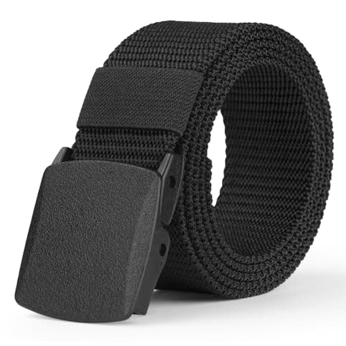 Image of Aomig Men's Adjustable Nylon Canvas Fabric Golf Belt, No Holes Invisible Belt, Fits Waists Up to 45 Inches, Black