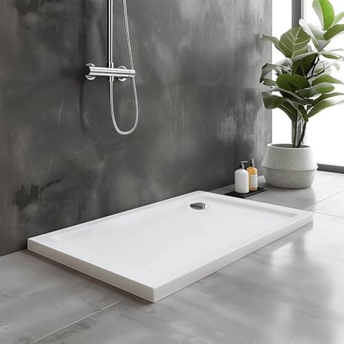 Image of Go Bathrooms Anti Slip White Rectangle Shower Tray 1400 x 900mm Non-Slip Shower Enclosure Cubicle Low Profile Shower Tray