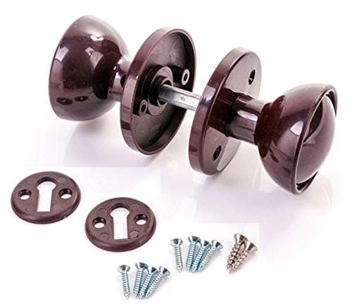 Image of Merriway Brown BH01833 Plastic Mortice Door Shed Garage Knob Set