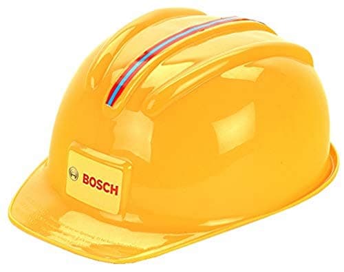 Image of Theo Klein 8127 Bosch Safety Helmet I Toy helmet in the style of a worker's hard hat I Adjustable size I Dimensions: 25.8 cm x 19.5 cm x 11 cm I Toy for children aged 3 years and up