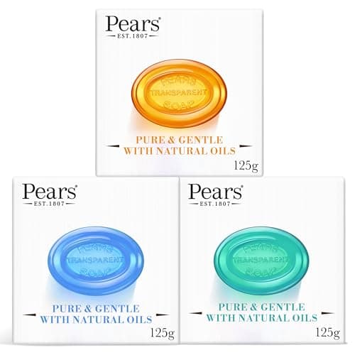 Image of Pears Pure & Gentle Transparent Soap Bar 3 Pack (125g Each) – Natural Oils, Mint Extracts & Lemon Flower Extracts