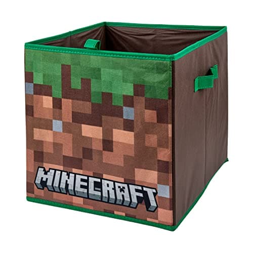 Image of HOX Minecraft Collapsible Storage Boxes with Handles | Durability & Fabric Foldable Storage Cubes | Compatible Kallax Furniture | For Organising Kids Room & Playroom
