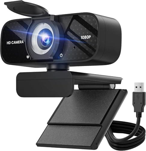 Image of TRAUSI 1080P HD Webcam with Microphone, Noise Cancellation, Privacy Cover, Wide-Angle Lens, Auto Light Correction, Plug & Play USB Webcam for Laptop, Desktop, PC, Mac, Zoom, Skype, Streaming