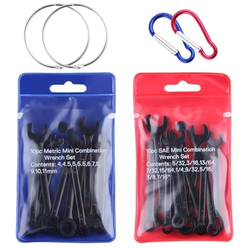 Image of GOLD DEER 20PCS Mini Wrench Set Standard Metric and SAE 4mm-11mm & 5/32"-7/16" Open End and Box End Combination Wrench Set Super with Portable Pouch and Key Rings, Black Electrophoretic Coating