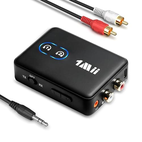Image of 1Mii [Upgraded] ML302 Bluetooth 5.3 Transmitter Receiver, RCA AUX Wireless Audio Adapter, 30H Playtime, Dual Link, aptX LL/AD/HD Hi-Fi Sound for TV, Home Stereo, Speaker, Headphones