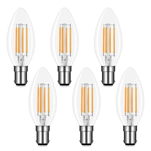 Image of Akynite B15 Small Bayonet LED Candle Bulbs 4W Warm White 2700K, 400LM, B15 40W Halogen Equivalent, AC 220-240V, C35 SBC LED Candle Light Bulb for Chandelier, not dimmable, 6pcs