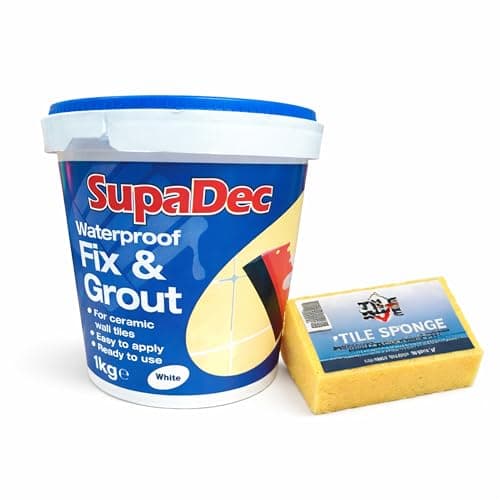 Image of Waterproof Fix & Grout 1kg with Sponge | Tile Adhesive & Grout Repair Compound | For Bathrooms, Kitchens & Wet Areas