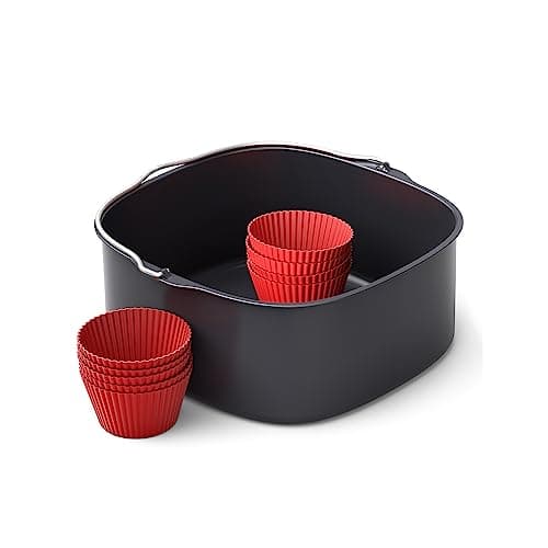 Image of Philips Airfryer Accessory Baking Kit XXL, Non-Stick Coating Tray, With 9 Silicone Muffin Cups, Dishwasher Safe, Recipe app, Black (HD9957/00)
