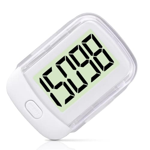Image of Flintronic Pedometer Step Counter for Walking, Pedometer 3D Walking Pedometer, Portable Sports Pedometer Clip On with Clip and Lanyard, Pedometer for Fitness Men/Women/Elders/Kids, White