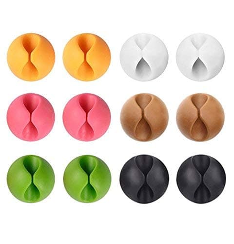 Image of U-horizon Pack of 12 Coloured Cable Clips, U-horizon Cable Storage, Desk Organizer and Management for TV PC Laptop Home etc