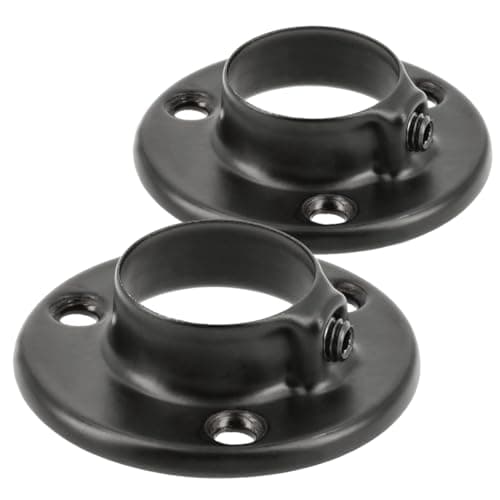 Image of Wardrobe Rail Round Hanging Set Black Tube 25mm + End Bracket+ Black Screws Furniture Closet Clothes Hanger (2x Bracket ONLY)