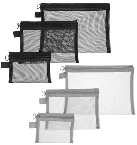 Image of 6 Pcs Makeup Pouch, 3 Sizes Mesh Bags for Travel Toiletry Storage, Small Zippered Organizer Pouches for Home Office (Black and Grey)