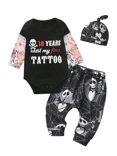 Image of Joureker Baby Boy Clothes Letter Pattern Print Design + Pants Outfit Set, Black, 0-3 Months