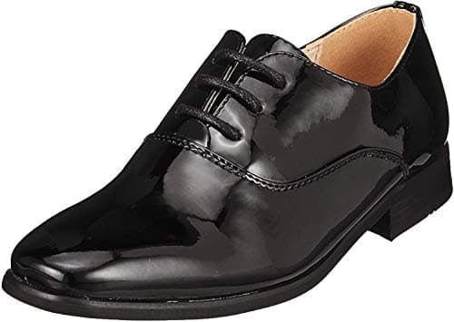 Image of Goor Boys Patent Leather Lace-Up Oxford Tie Dress Shoes - Black Patent - 11 UK Junior