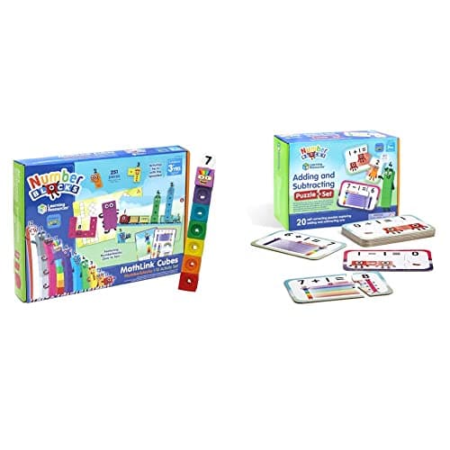 Image of MathLink Cubes Numberblocks 1-10 Activity Set with Adding and Subtracting Puzzles