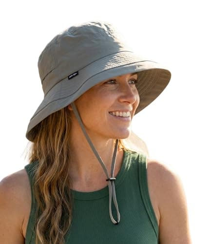 Image of Creekstone Bucket Sun Hat for Women, UPF 50+ Wide Brim, Packable, Waterproof Rain Hat for Hiking Outdoor Travel (UK, Alpha, One Size, Grey)