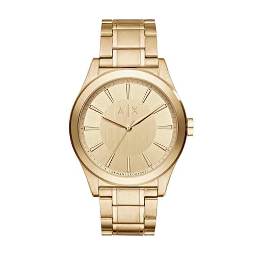 Image of Armani Exchange Nico Men's Quartz Watch with Gold Dial and Gold Stainless Steel Bracelet AX2321