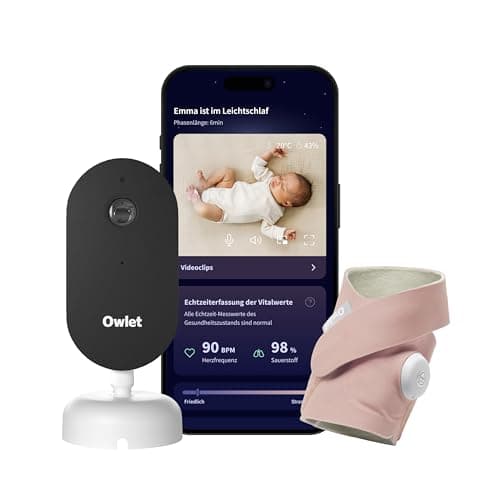 Image of Owlet Dream Duo (3rd Gen) – Medically-Certified Smart Baby Monitor with Sock & HD Video Cam, Tracks Pulse Rate, Oxygen & Sleep, 2K HD Video, Cry & Motion Alerts, Temp Monitoring | Dusty Rose