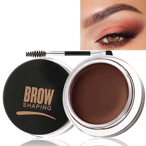 Image of Long-Lasting Brown Waterproof Eyebrow Pomade with Brush - Smudgeproof, Quick Dry, Non-Greasy Lightweight Gel Soap for Perfect 3D Brown Shade
