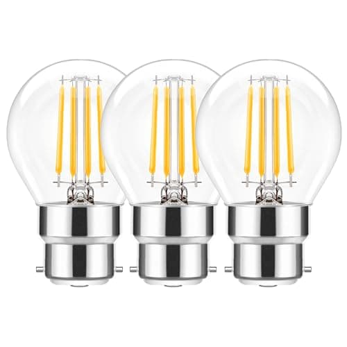 Image of EvaStary Bayonet Light Bulb 6W, B22 Filament Golf Ball Bulbs 2700K Warm White 60W Equivalent, 720LM BC Bayonet Cap G45 Small Globe Light Bulbs, Non-Dimmable, 3 Pack