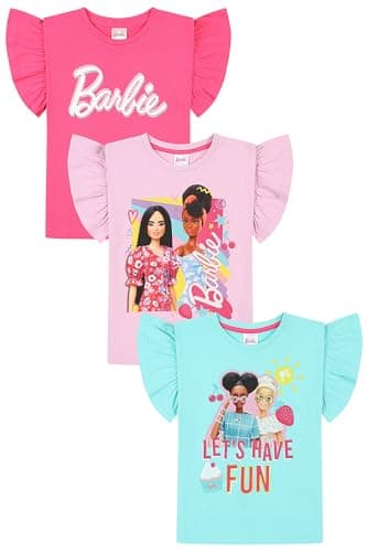 Image of Barbie 3 Pack Girls T-Shirts Multipack (5-6 Years) Pink