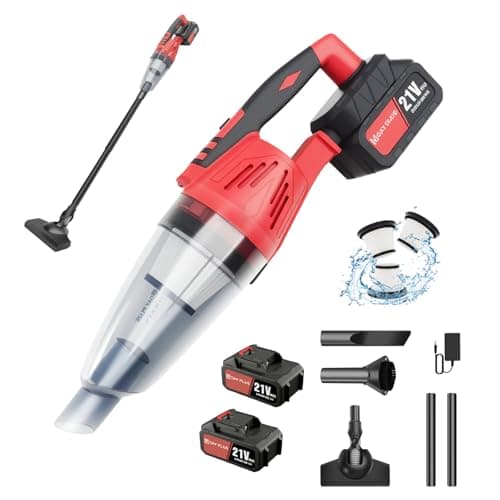 Image of Cordless Handheld Vacuum Cleaner, 2 in 1 Car Hoovers Cordless Powerful USB Rechargeable Car Vacuum Portable Handheld Hoover with LED Light, 0.6L Dust Cup, 2x2200mAh Battery Mini Vacuum Cleaner