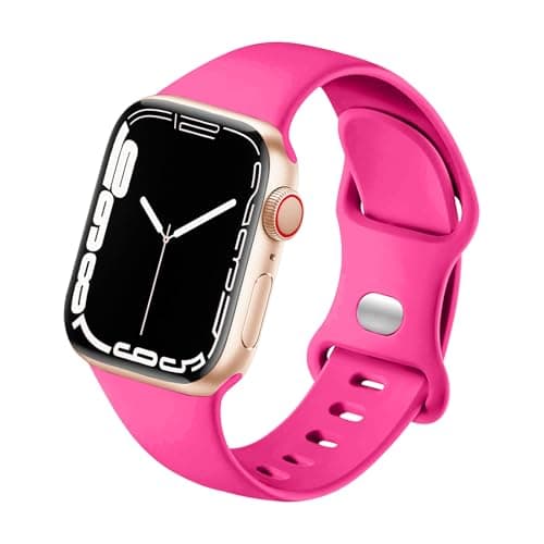Image of HdanMole Sport Strap Compatible with Apple Watch Straps 40mm 38mm 41mm 42mm 44mm 45mm 46mm, Silicone Strap Replacement for iWatch Bands Series 11 10 9 8 7 6 5 4 SE 3 2 1 Women Men, Barbie Pink