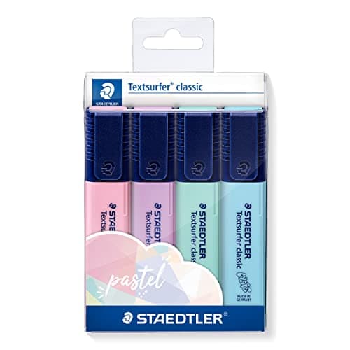 Image of STAEDTLER 364 CWP4PA Textsurfer Classic Highlighter - Assorted Pastel Colours (Pack of 4)