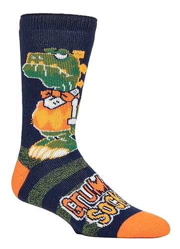 Image of HEAT HOLDERS SOCKSHOP Mens Socks - 1.6 TOG 'Lite' Warm Thermal 'Fun Feet' Novelty Patterned Socks Great Gift Idea in a 1 Pair Pack Size 6-11 Grumpy Socks