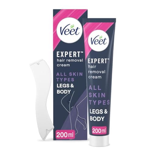 Image of Veet Expert Hair Removal Cream, 200ml (with Spatula), All Skin Types, Legs & Body, Long Lasting Smoothness for 7 Days, Effective from 2 Mins, Works on Tougher Hair, 48 Hour Hydration