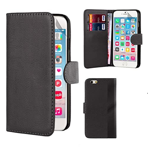 Image of RASH ACCESSORIES Case for Apple iPhone 5/5S Cover Leather Flip Wallet Black