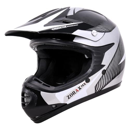 Image of Zorax White/Silver XL (55-56cm) Kids Children Motocross Motorbike Helmet Dirt Bike ATV Motorcycle Helmet ECE 22-06