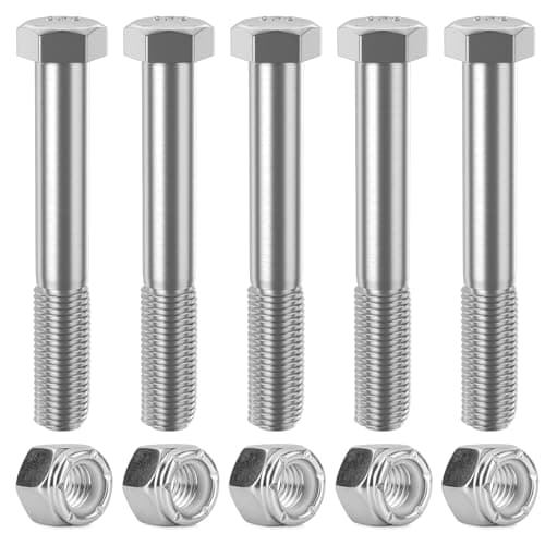 Image of Grade 5 Shear Bolt Kit Replacement Rotary Cutter Shear Bolts 1/2" x 3-1/2" Shear Bolts for Bush Hog Snowblower Tractor Nut Bolt with Nylock Nuts- 5 Pack