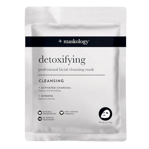 Image of MASKOLOGY DETOXIFYING Professional Sheet Bubble Mask Pack of 1 | Charcoal Face Mask | Self-Foaming Face Sheet Mask Packs | 100% Plant Based | Bubble Sheet Mask |