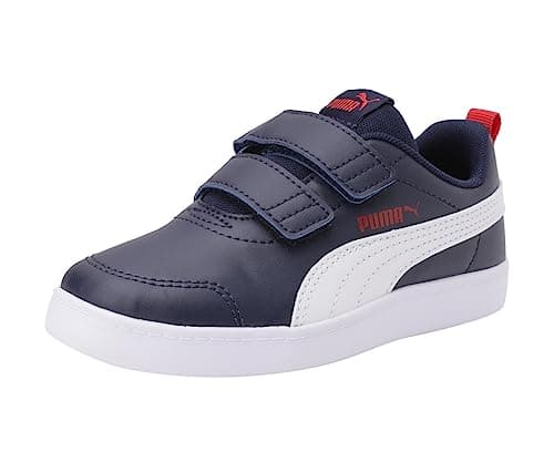 Image of Puma Unisex Kids Courtflex V2 V Inf Sneakers, Peacoat-High Risk Red, 4.5 UK