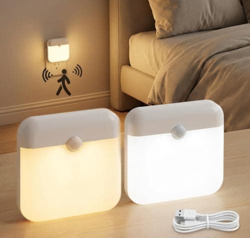 Image of LED Motion Sensor Night Light, Stick-On Night Lamp Magnetic Rechargeable Warm/Cool White USB-C Stair Sensor Lights Indoors Auto On/Off for Toilet, Hallway, Closet, Kitchen, Children's Room(1 Pack)