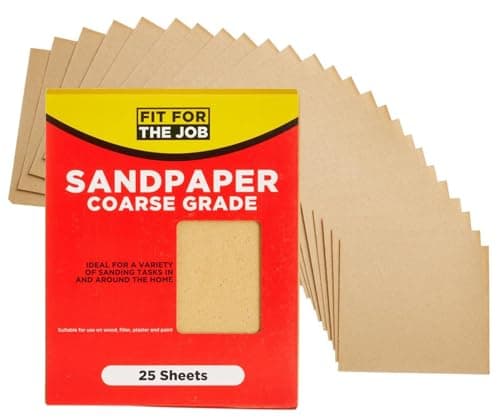 Image of Fit For The Job 25 Large A4 Size Sheets Coarse Grade Sandpaper for Sanding Wood, Furniture, Metal, Plaster For Home Improvement, Decorating & More, 11x9 inch (230x280mm) 11" x 9"