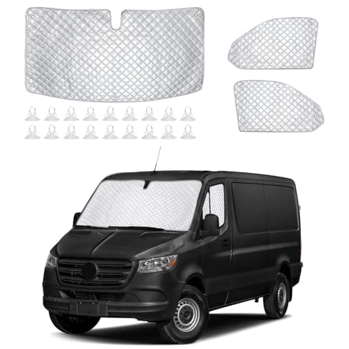 Image of TALOEYH - Internal Thermal Windscreen Covers for 2019-2025 Mercedes Sprinter, 3PCS Waterproof UV-Proof Internal Thermal Blind Set, Foldable Sun Visor Set, Silver Blind Wrap