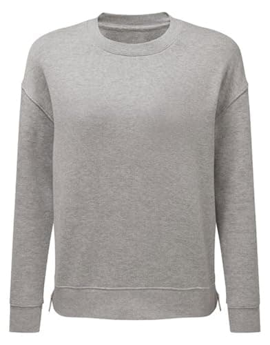 Image of Aremie Womens Sweatshirt, Side Zip Crew Neck Ladies Casual Pullover Sweat Top Jumper - Light Heather Grey Extra Large XL