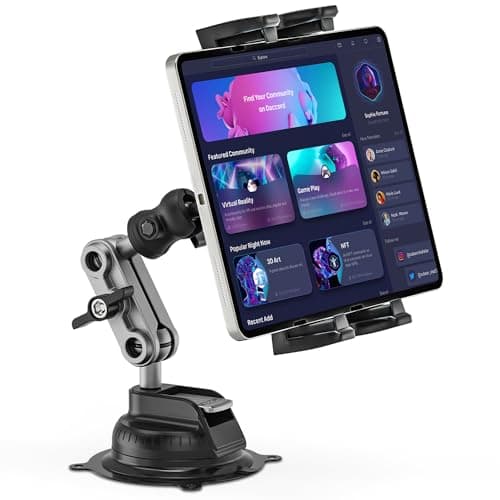 Image of Jubor Tablet Car Stand with Suction Cup, 360° Rotate Adjustable iPad Car Mount, Dashboard Windscreen Tablet Holder for iPad Air Mini, iPhone, Galaxy, 4.7-12.9" Tablets and Smartphones