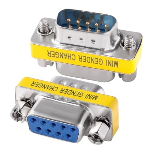 Image of KUOQIY 2 PCS DB9 9 Pin Male to Female Gender Changer, RS232 Serial Port Cable Coupler Adapter, for PC Computer Data Transfer