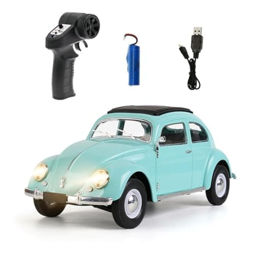 Image of 1/16 Scale D62MINI Retro RC Beetle Car, 2.4GHz 4CH Retro Racing Sport Car with High Speed & LED Light, Mini Drift Cars Gift for Adult(Blue/1 Battery)