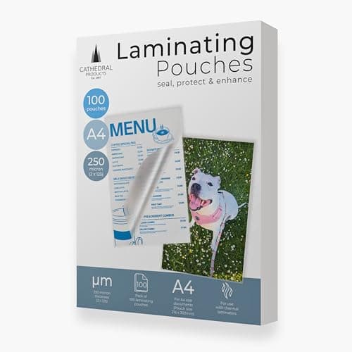 Image of Cathedral Products Pack of 100 A4 Gloss Laminating Pouches 250 Micron