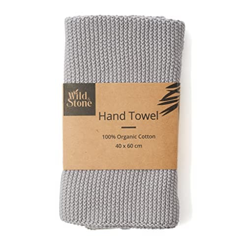Image of Wild & Stone | Organic Cotton Hand Towel Kitchen Towel | Perfect For Around The Home | Eco Hand Towels (Dove Grey)