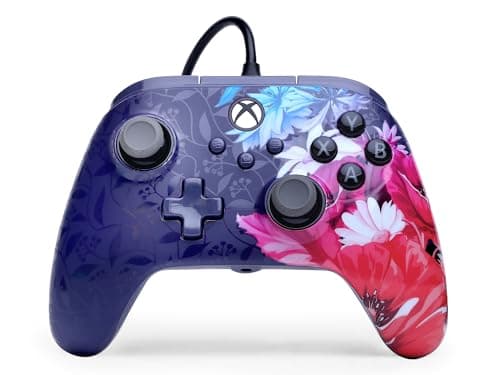 Image of PowerA Advantage Plus Wired Controller for Xbox Series X|S - Night Blossom, officially licensed, adjustable height thumbsticks, hall effect, mappable buttons, works with Xbox One and Windows 10/11 PC