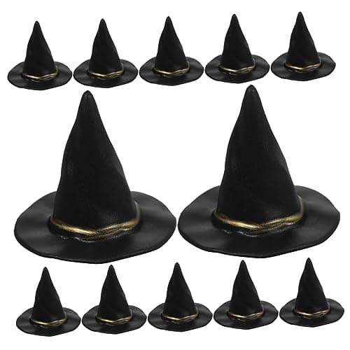 Image of Holibanna Mini Witches Hats for Craft 12pcs Mini Witch Hats for Halloween Decorative Miniature Witch Caps for Doll Houses Party Decorations Cake Toppers and Crafting Projects
