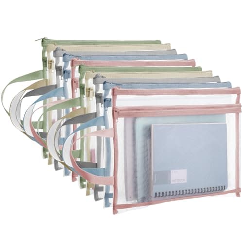 Image of 10 Pack Colored Mesh Zipper Pouch Bags, A4 Double-Layer Toy Storage Bags with Zipper Nylon Puzzle Building Blocks See Through Mesh Bag for Home School Office Game, Style 1