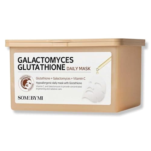 Image of SOME BY MI Galactomyces Glutathione Daily Mask - 30 Sheets, 11.8Oz - Vitamin C Vegan Face Sheet Mask for Skin Brightening Routine - Skin Moisturizing and Glowing Care for Glass Skin - Korean SkinCare