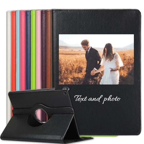 Image of Sunrive Personalised Custom PU Leather Case compatible with Huawei MediaPad M6 10.8" 2019,360 Degree Swiveling Protective Cover.Customised with photo,Picture,Name,text